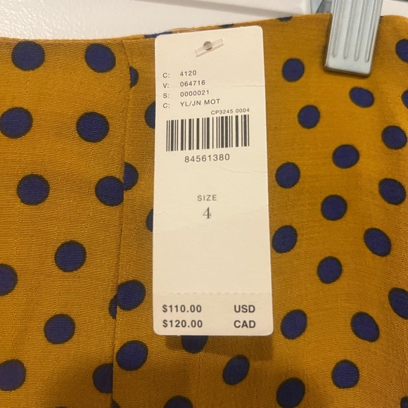 Anthropologie Maeve NWT Polka Dot Midi Skirt - Mustard Size 4 - Picture 5 of 6